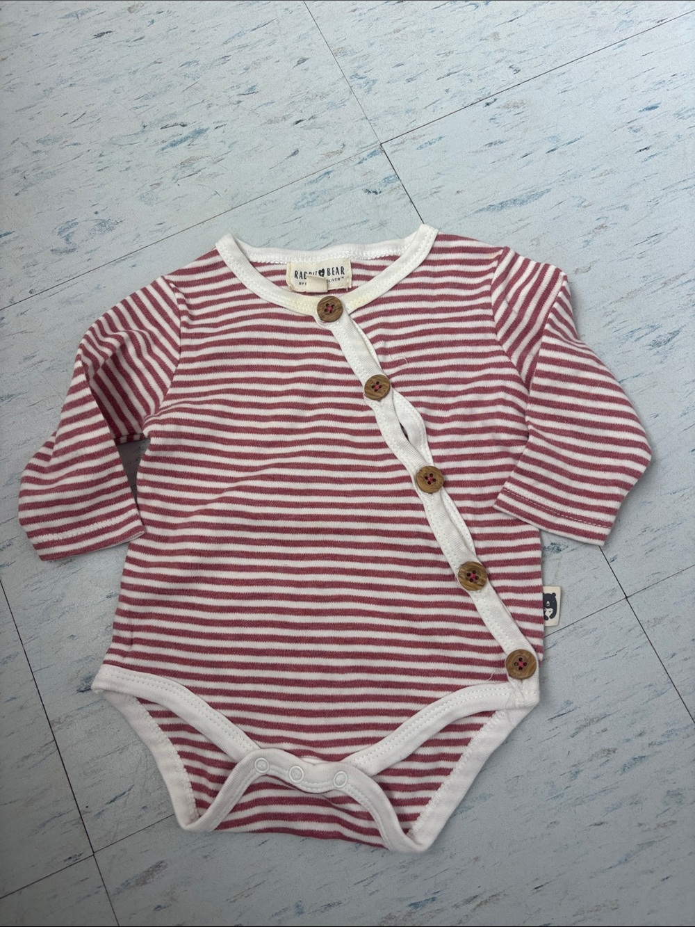Rabbit & Bear Striped Long-Sleeve Baby Bodysuit